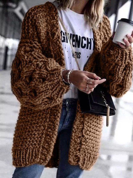 Plain Casual Long Sleeve Cardigan Sweater coat