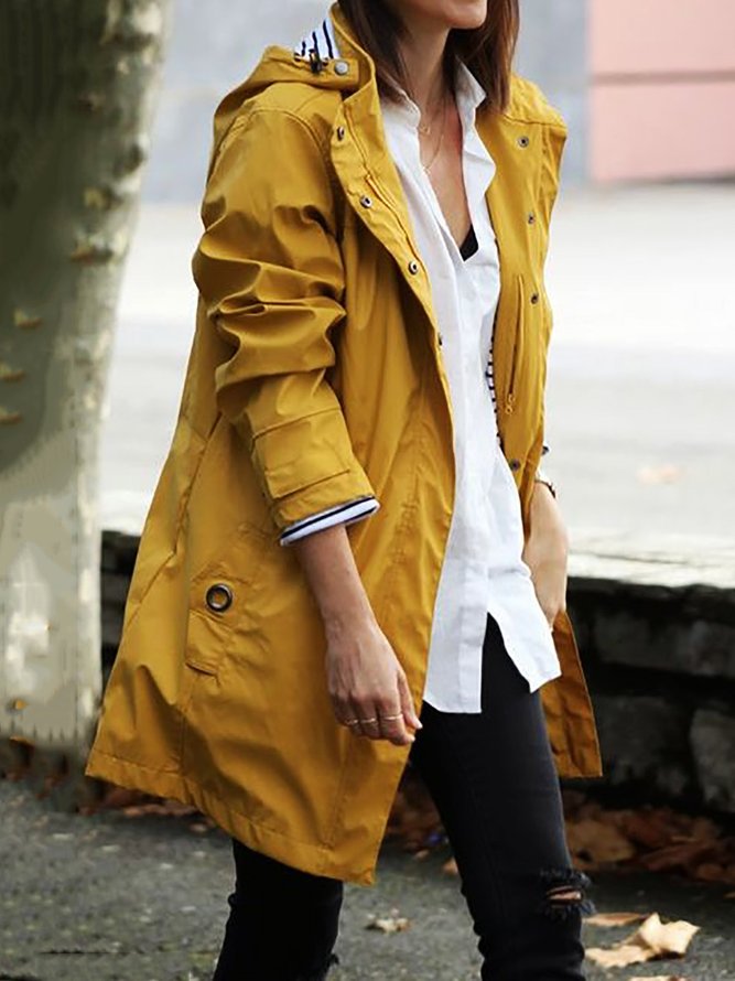 Waterproof Hooded Jacket Long Trendcoat Raincoat Trench coat