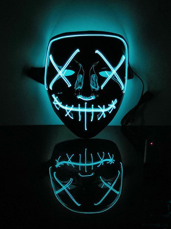 Led Mask Halloween Party Masque Masquerade Masks Neon Maske Light Glow In The Dark Mascara