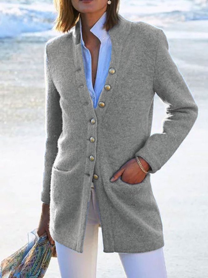 Casual Cotton-Blend Long Sleeve Blazer