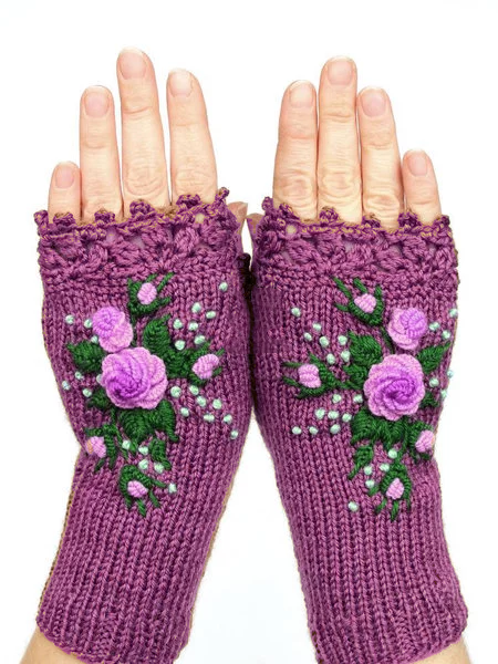 Brown Knitted Casual Gloves