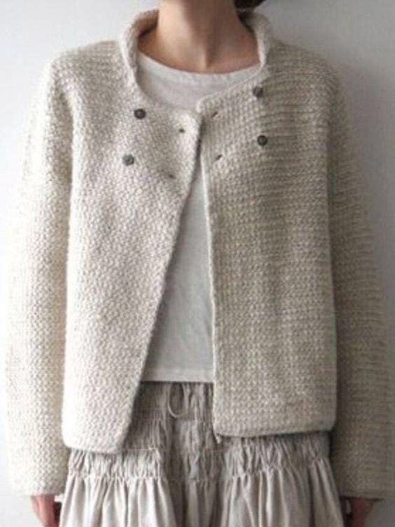 White Woven Casual Outerwear