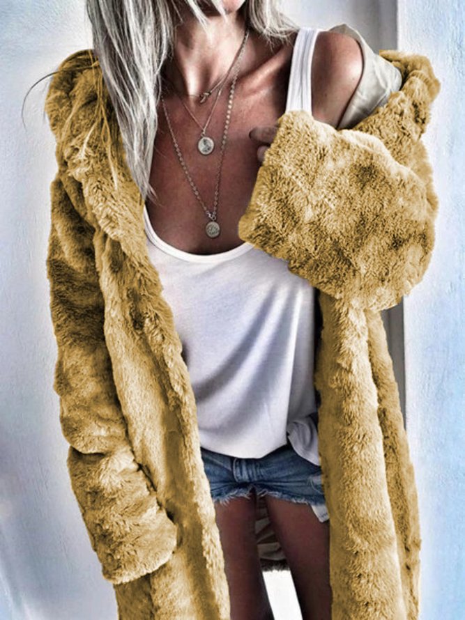 Womens Thick Faux Fur Hooded Parka Long Peacoat Winter Coats Jacket