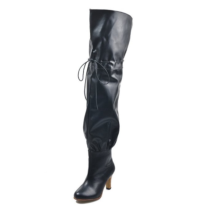 Plus Size Thigh High Boots Womens Winter Slip On High Boots | anniecloth