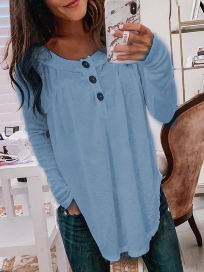 Solid Casual Long Sleeve Top