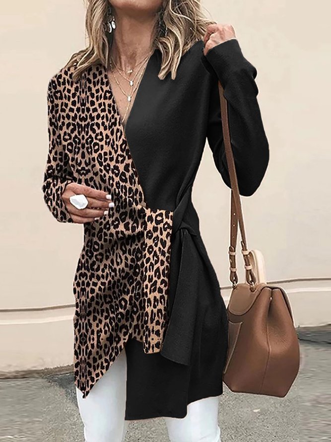 Leopard Paneled Sweater Cardigan