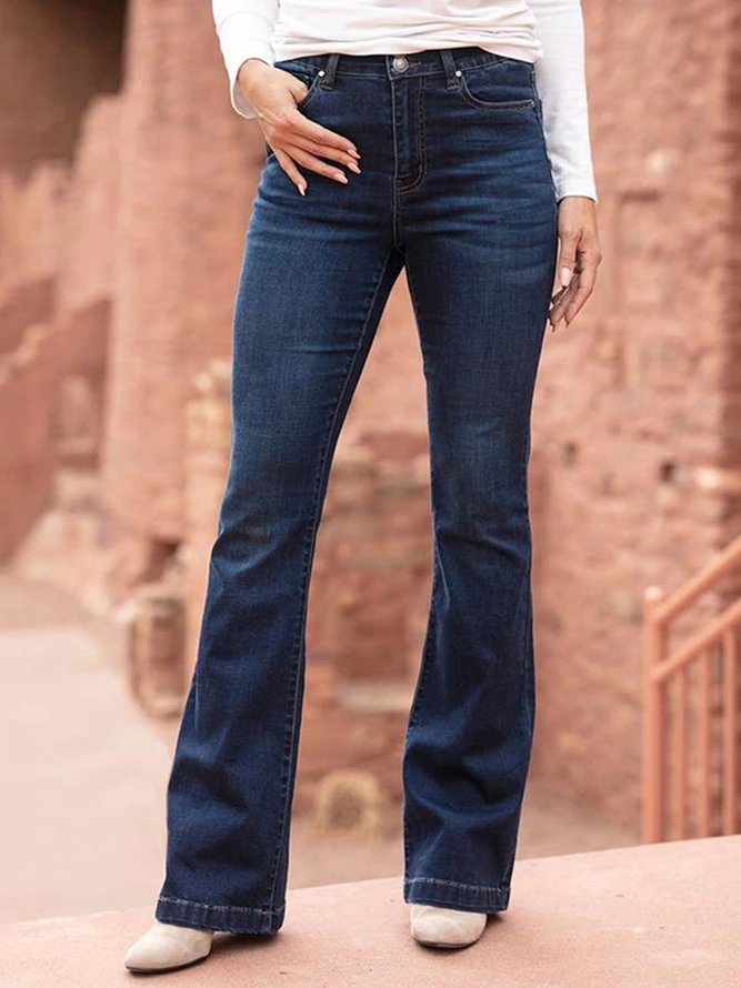 Plus Size Women Plain Denim Casual Jeans