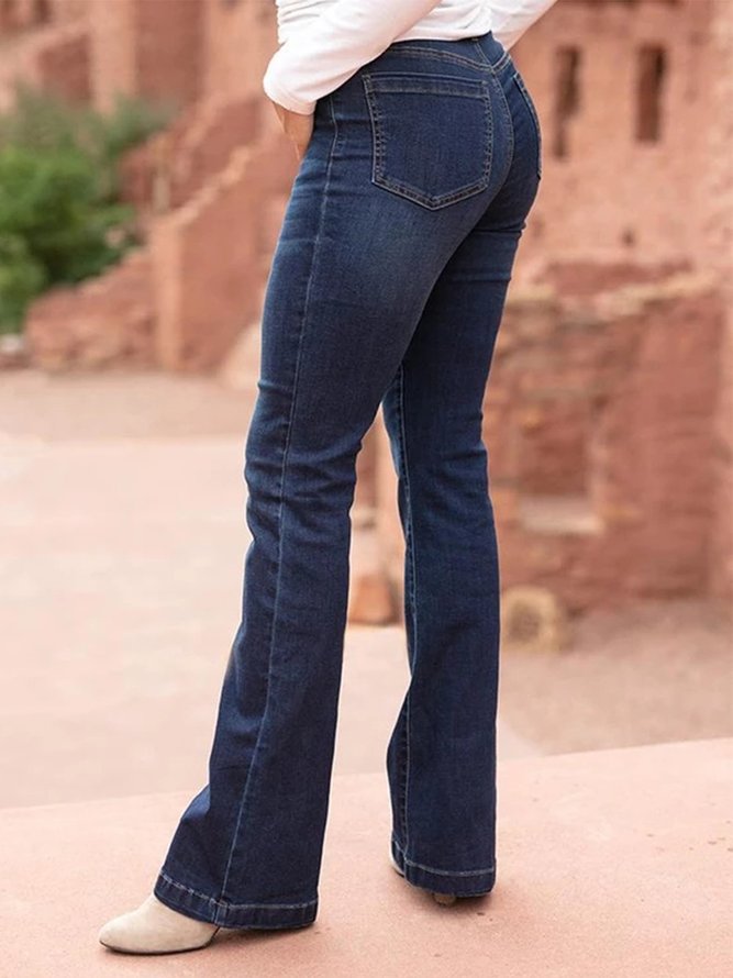 Women Plain Denim Casual Jeans