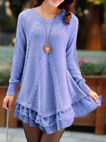 Cotton-Blend Long Sleeve Casual Sweater