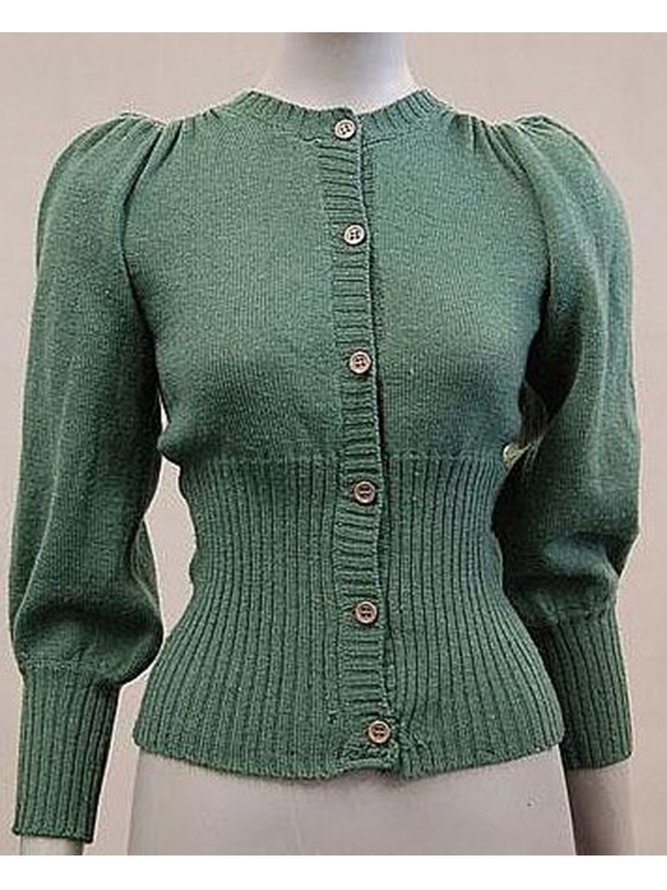 Women Buttoned Stretchy Sweet Knitted Tops