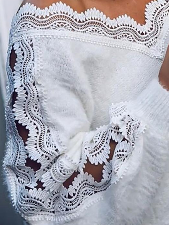 White Long Sleeve Casual Sweater