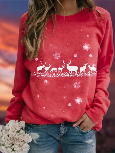 Pink Cotton-Blend Holiday Christmas Shirts & Tops