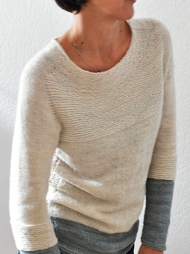 Beige Long Sleeve Wool Blend Sweater