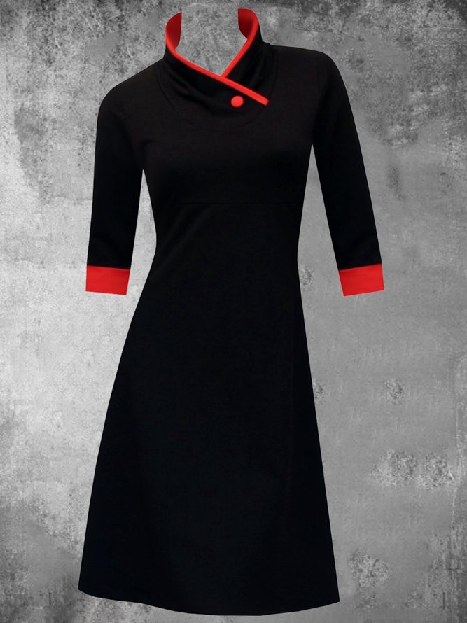Plain 3/4 Sleeve Casual Knitting Dress