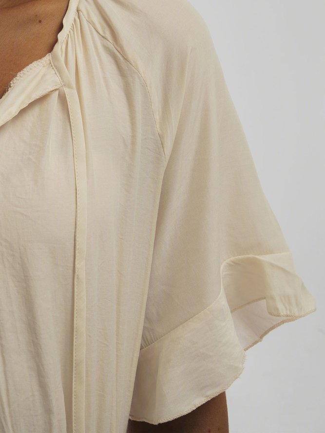 beige frill sleeve women summer maxi dress