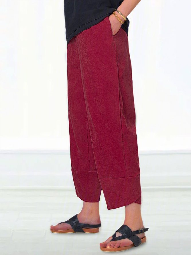 summer pockets striped casual capri pants