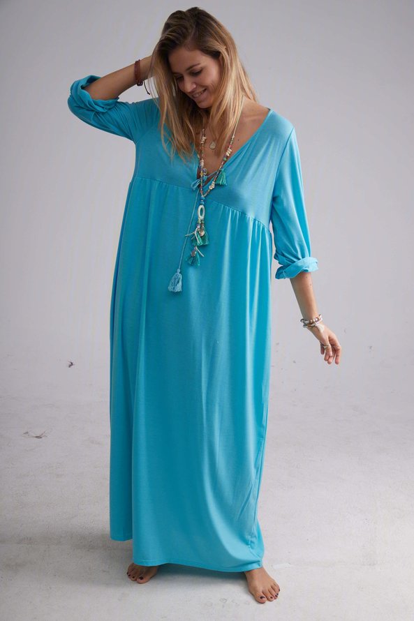 CottonBlend Casual Big Hem Dress Solid Dresses