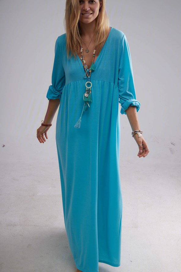 CottonBlend Casual Big Hem Dress Solid Dresses