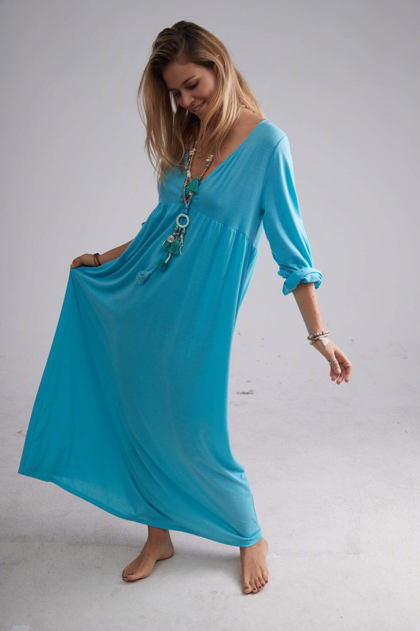 CottonBlend Casual Big Hem Dress Solid Dresses