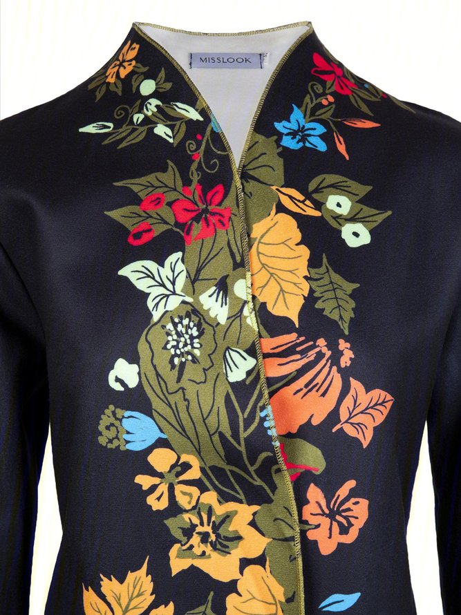 Casual Long Sleeve Stand Collar Embroidered Coats Clothing Women Casual Long Sleeve Stand