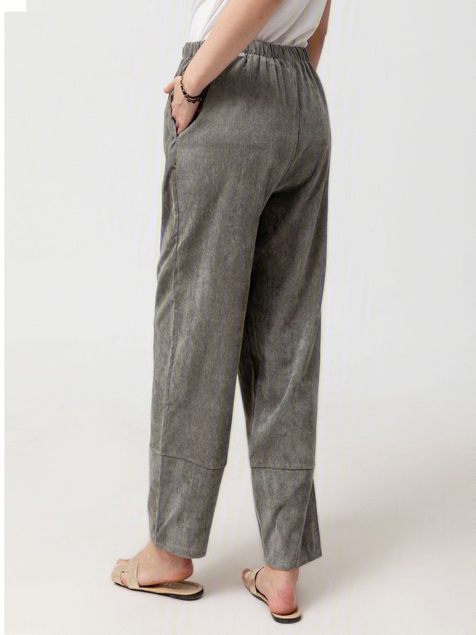 Pockets Striped Casual Capri Pants
