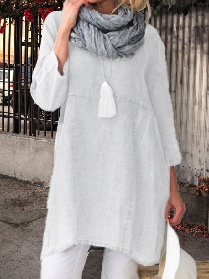 plain white linen dress