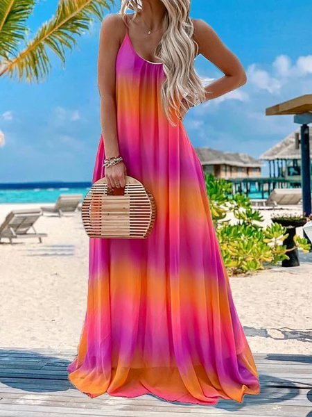 Summer Sleeveless Gradient Maxi Weaving Dress | anniecloth