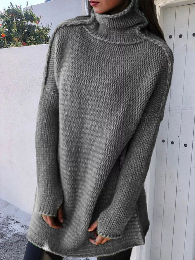 Turtleneck Knitted Long Sleeve Sweaters Plus Size Pullovers Jumpers