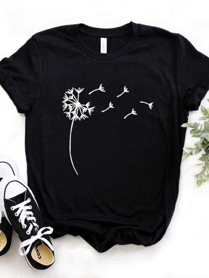 Floral Crew Neck Casual Short Sleeve T-shirt