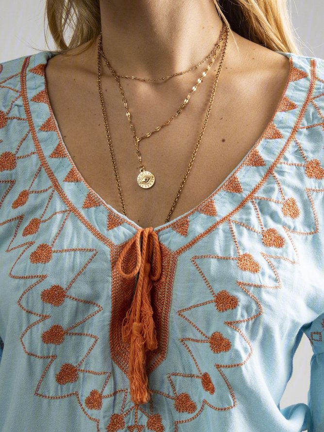 Casual V Neck Accessories anniecloth