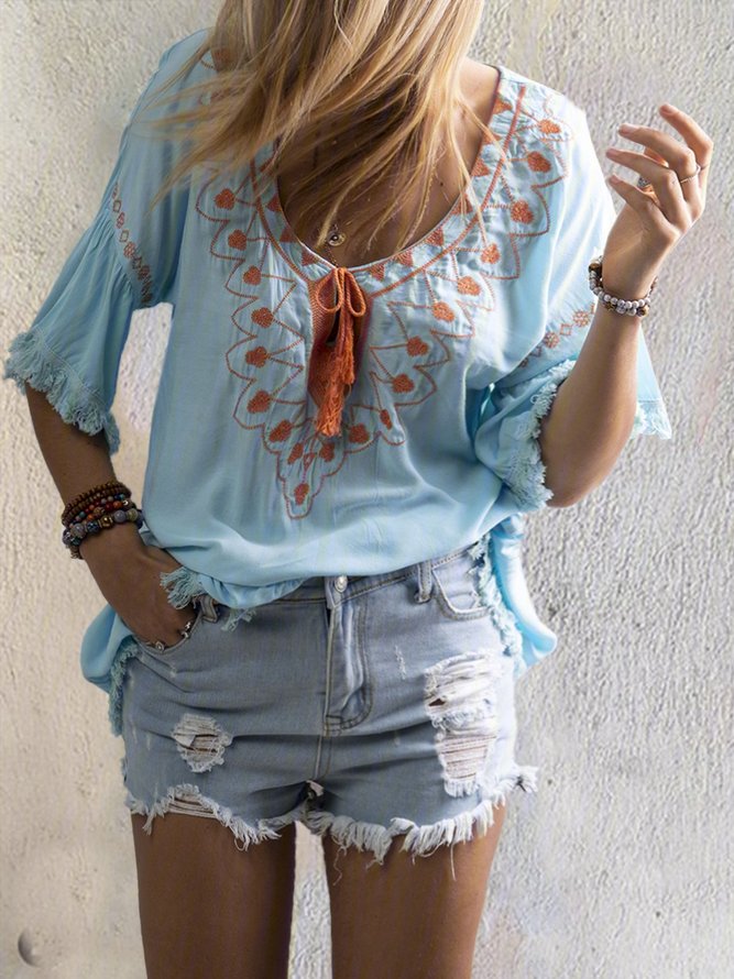 Casual V Neck Accessories anniecloth