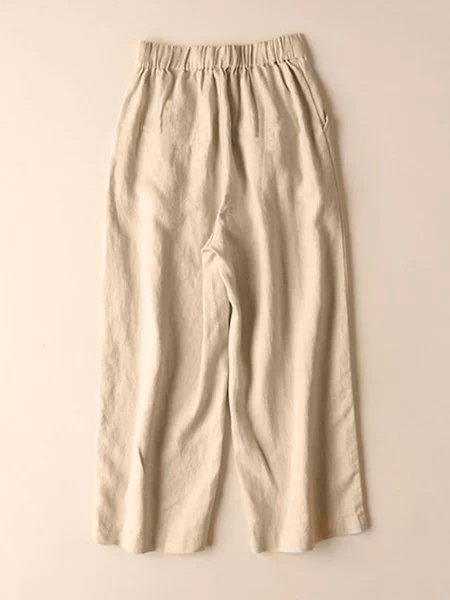 Solid Casual Linen Loose Pants