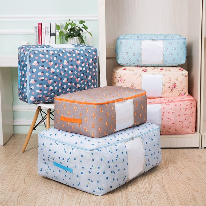 Foldable Storage Bag Foldable Clothes Organizer Clear Window & Carry Handles Great for Clothes Blankets Closets Bedrooms and More