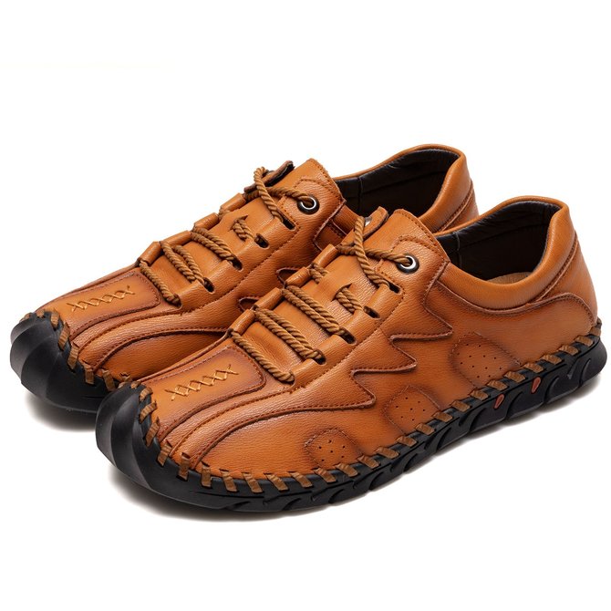 menico large size men hand stitching side zipper casual leather shoes