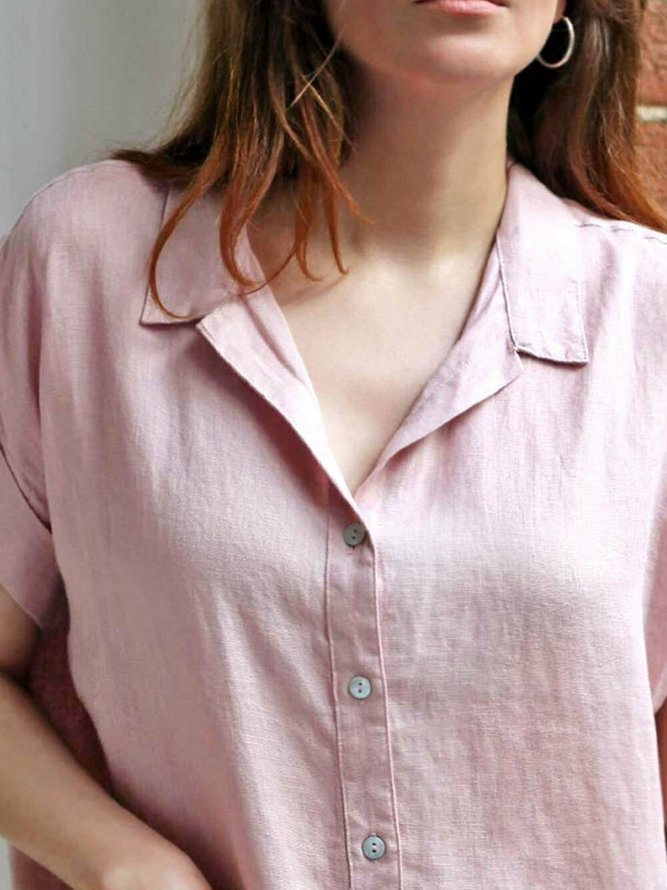 Solid Summer Blouses Women Short Sleeve Shirts