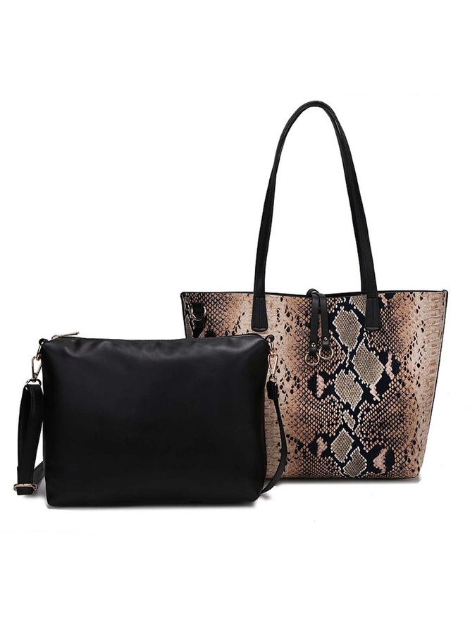 Fashionable color-block snake pattern bags