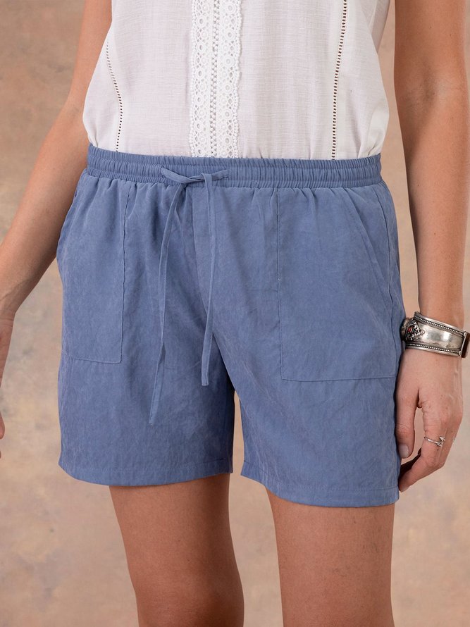 Women Plain Cotton Basic Beach Drawstring Shorts