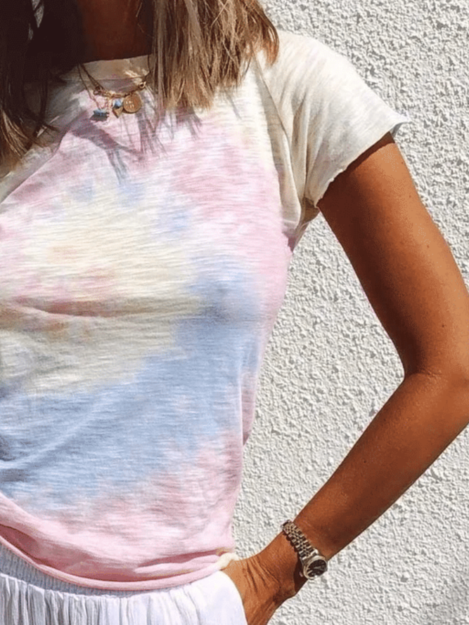 Multicolor Cotton Short Sleeve Printed T-shirt