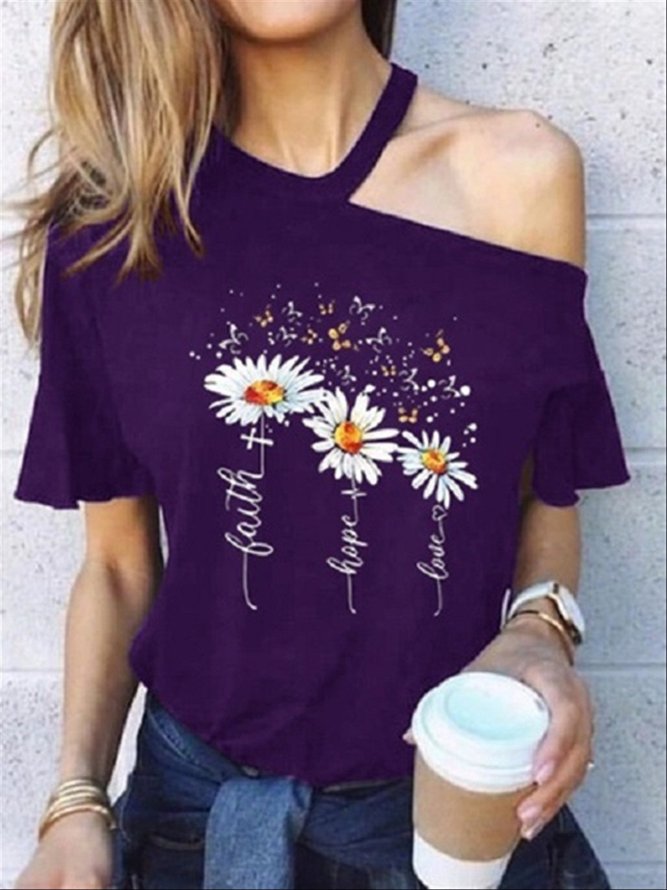 Casual Short Sleeve Floral T-shirt