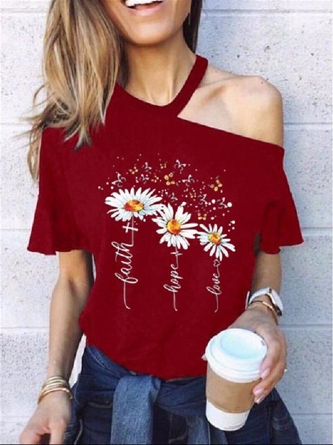Casual Short Sleeve Floral T-shirt