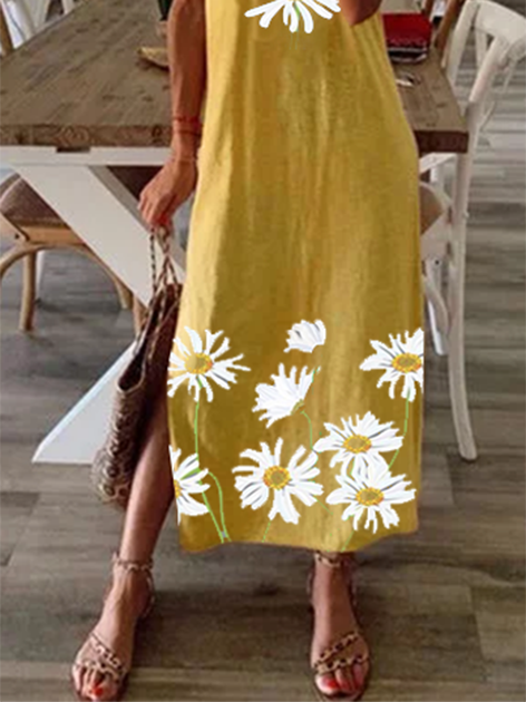 Yellow Vintage Short Sleeve Dresses