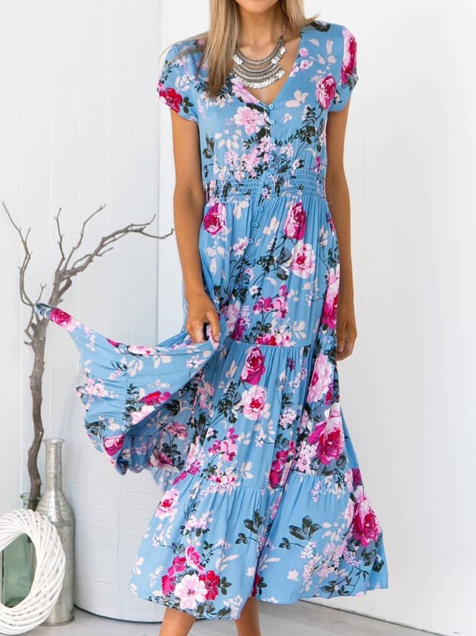 Summer Floral Maxi Dress Plus Size Dresses