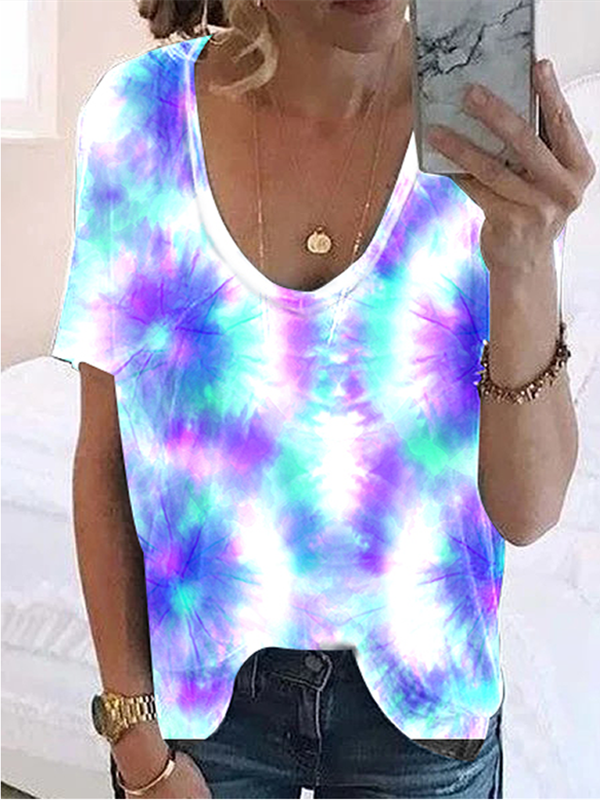 Tie-Dye Casual Short Sleeve T-Shirts & Tops