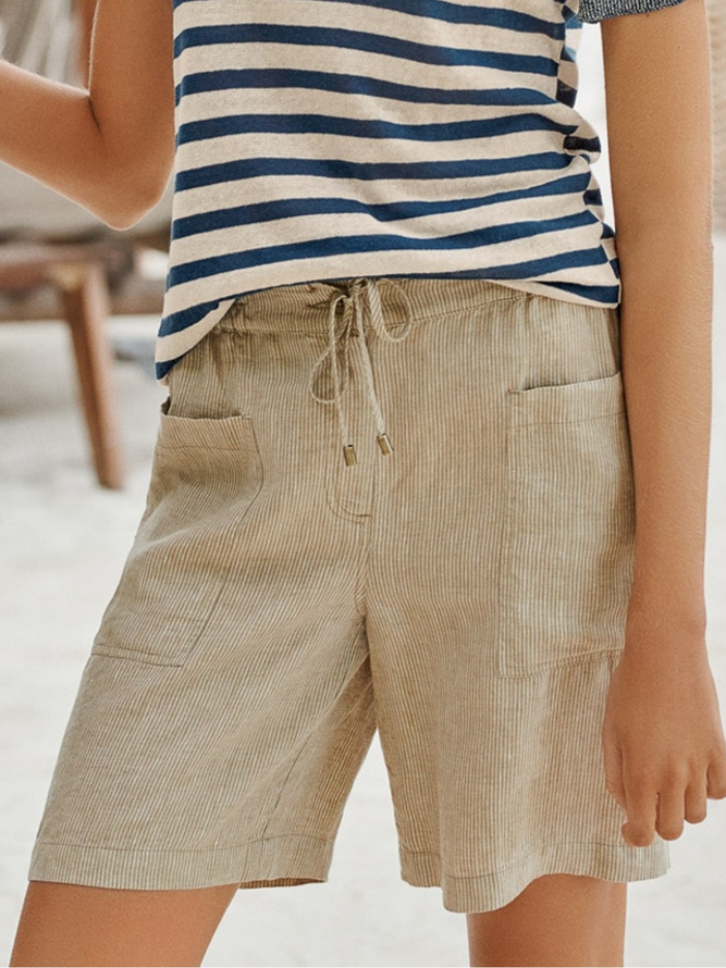 Striped Pockets Casual Shorts
