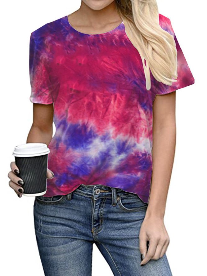 Women Rainbow Tie Dye Shift T-shirt