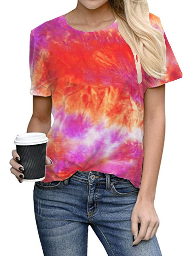 Women Rainbow Tie Dye Shift T-shirt