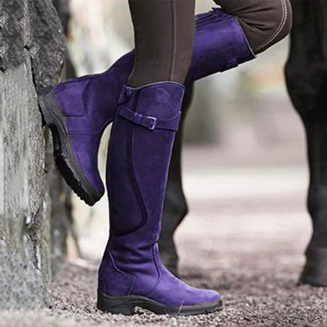 Women Leather Low Heel Daily Boots