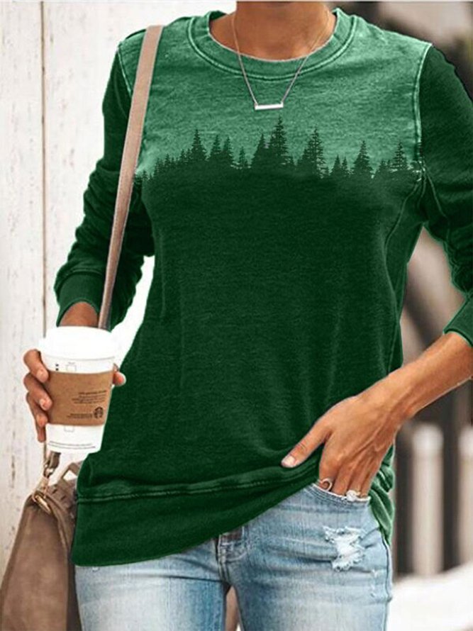 Color-Block Abstract Long Sleeve Sweatshirts
