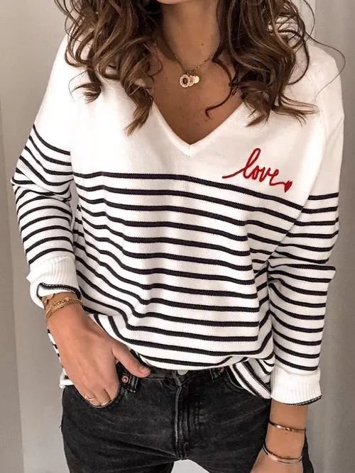 Casual V Neck Sweater