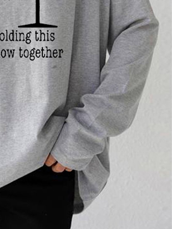 Gray Cowl Neck Cotton-Blend Casual Shirt & Top